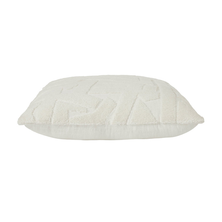 Ivory Embroidered Cotton Square Pillow with Feather Insert