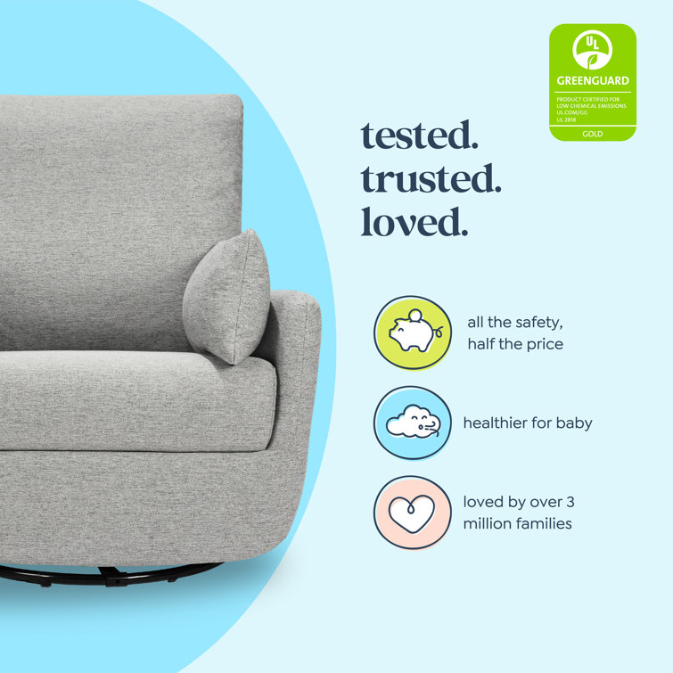 Frost Gray Fully Upholstered Iron Swivel Glider Chair