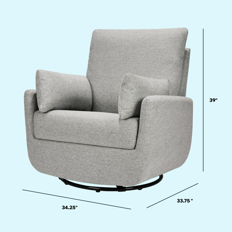 Frost Gray Fully Upholstered Iron Swivel Glider Chair