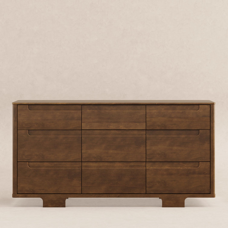 Natural Walnut Painted 9-Drawer Wood Dresser