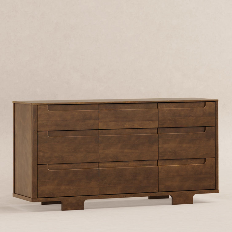 Natural Walnut Painted 9-Drawer Wood Dresser