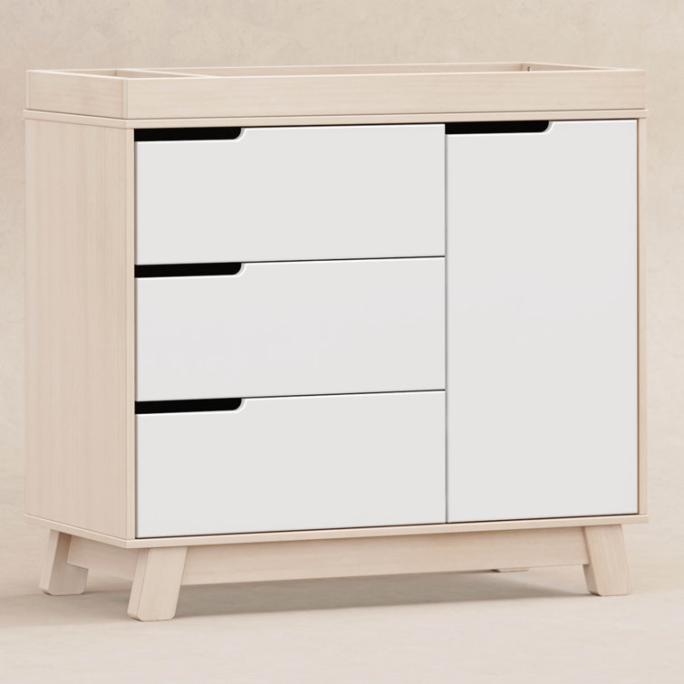 Hudson Modern 3-Drawer GreenGuard Certified Dresser in Washed Natural and White