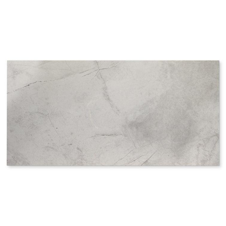 Pierre 12x24 Light Grey Polished Porcelain Wall and Floor Tile