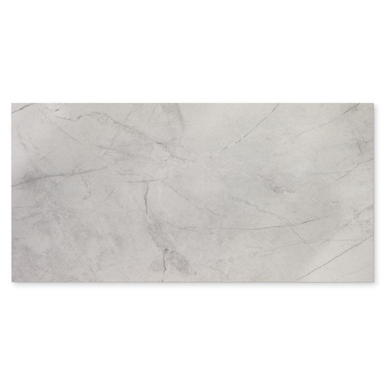Pierre 12x24 Light Grey Polished Porcelain Wall and Floor Tile