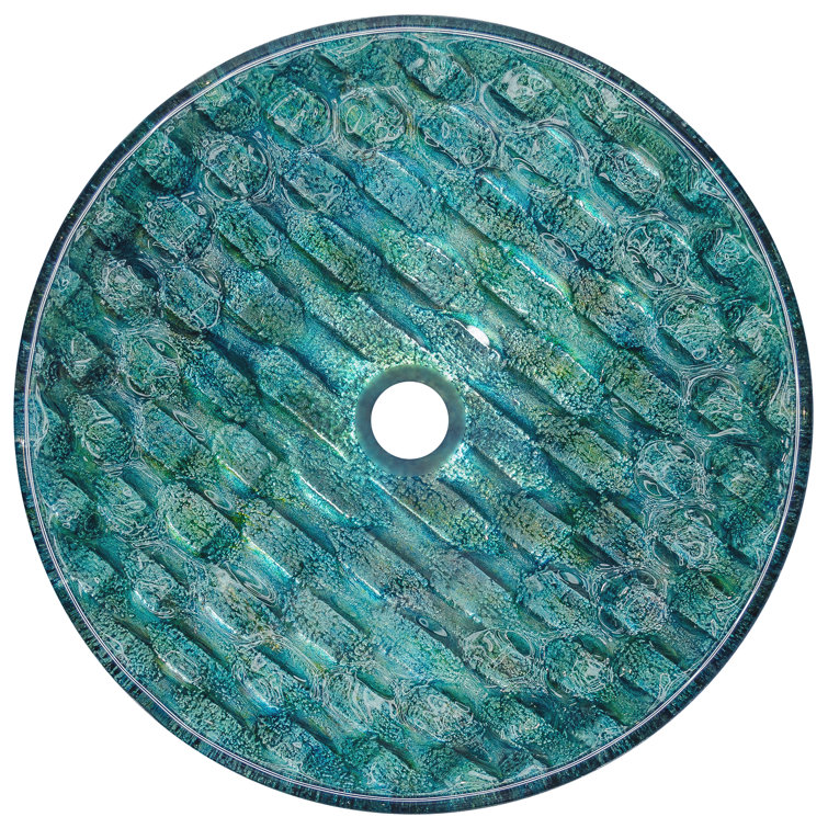 Oceania Teal and Aqua Glass Circular Vessel Sink