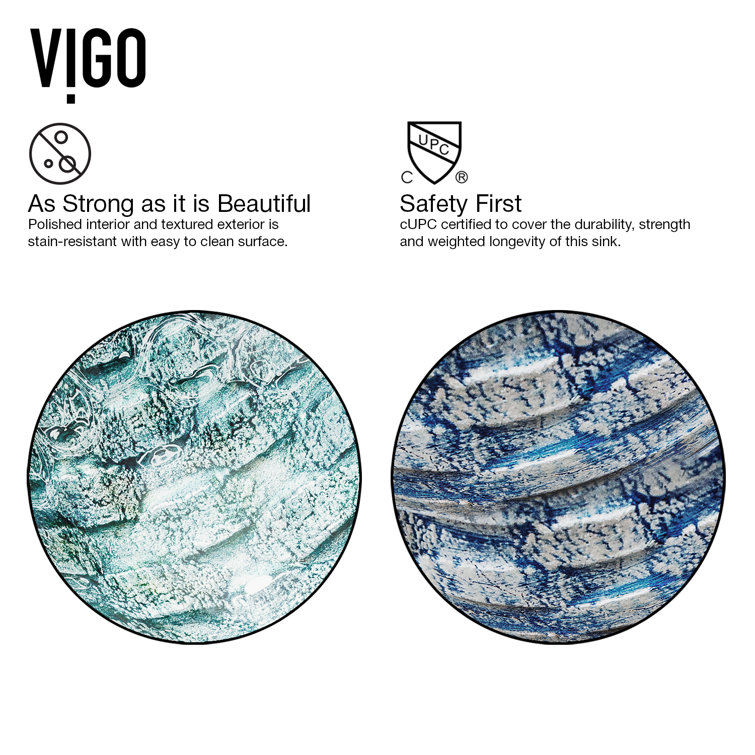 Oceania Teal and Aqua Glass Circular Vessel Sink