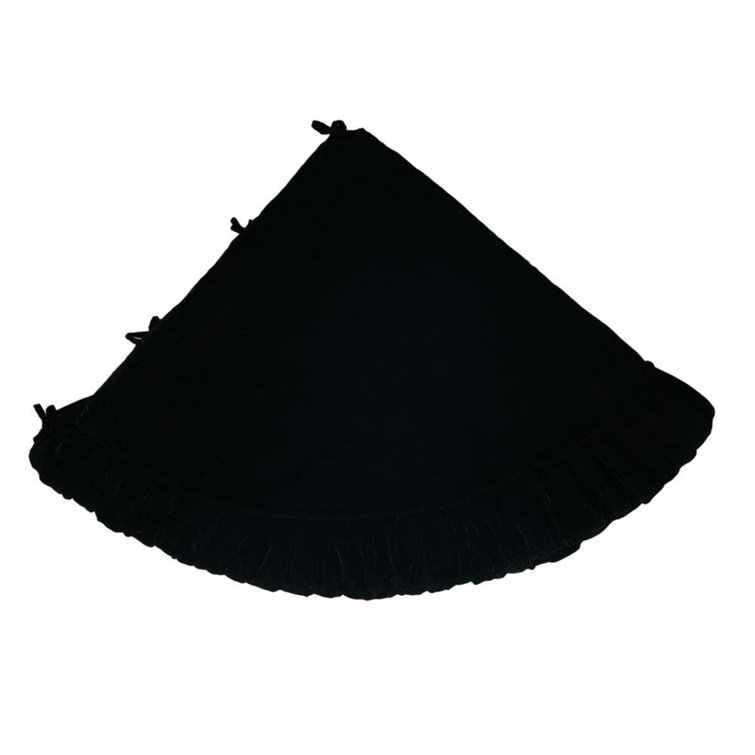 Vickerman 84" Black Velvet Ruffled Christmas Tree Skirt