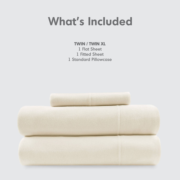 White Twin Polyester Jersey Knit Sheet Set