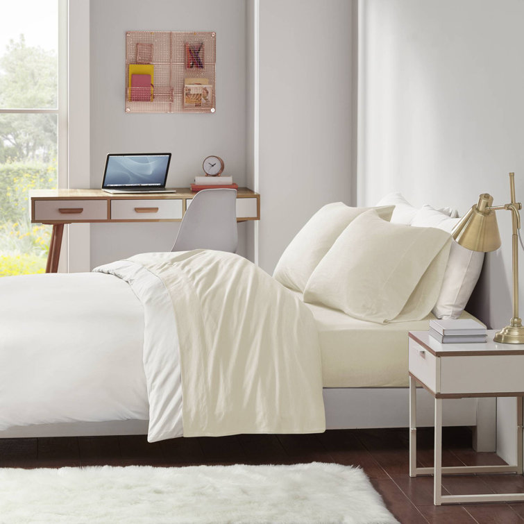 Dark Grey Full Cotton Blend Jersey Knit Sheet Set