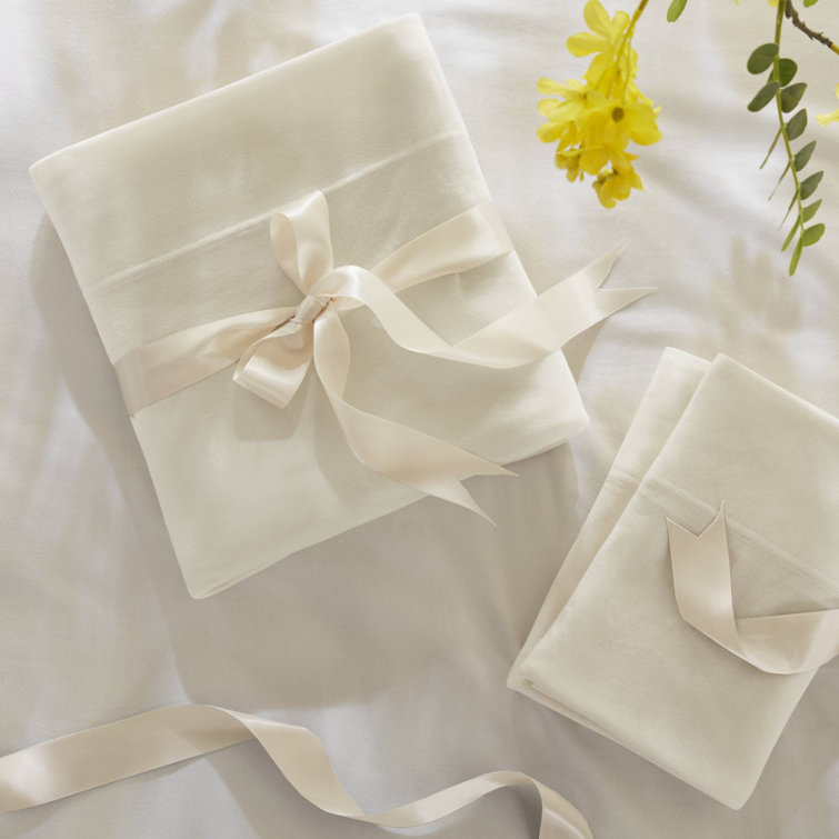 Cream Twin Cotton Blend Jersey Knit Sheet Set