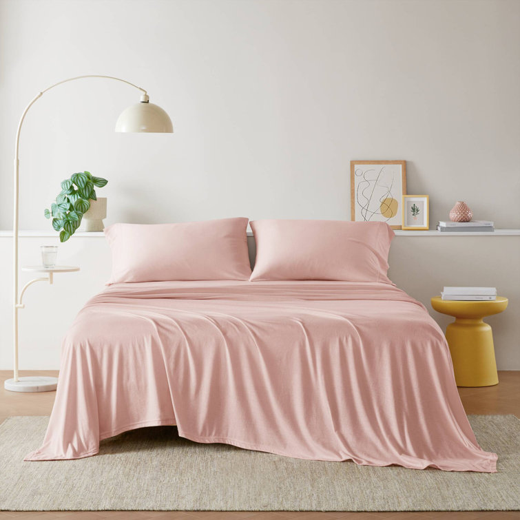 Blush Twin XL Cotton Blend Jersey Knit Sheet Set