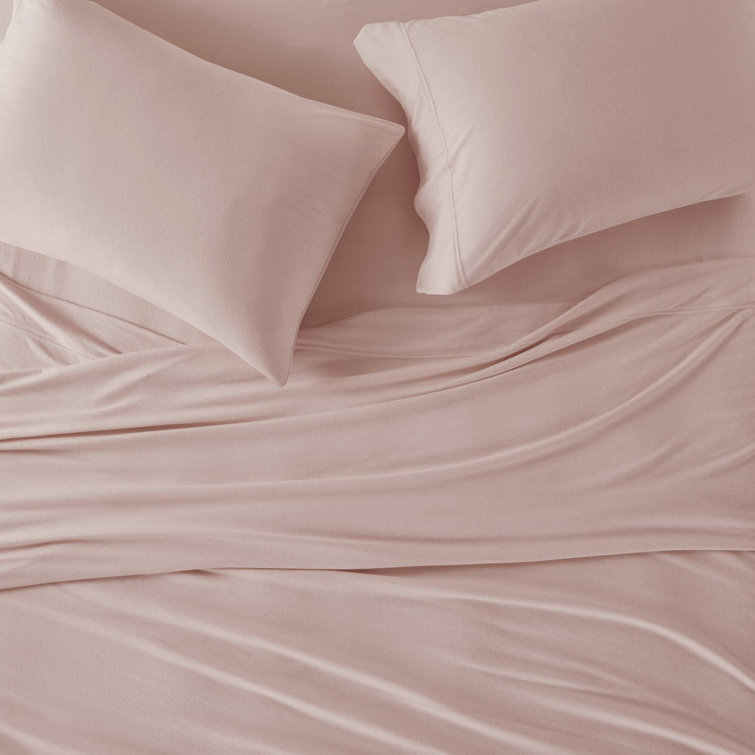 Dark Grey Full Cotton Blend Jersey Knit Sheet Set