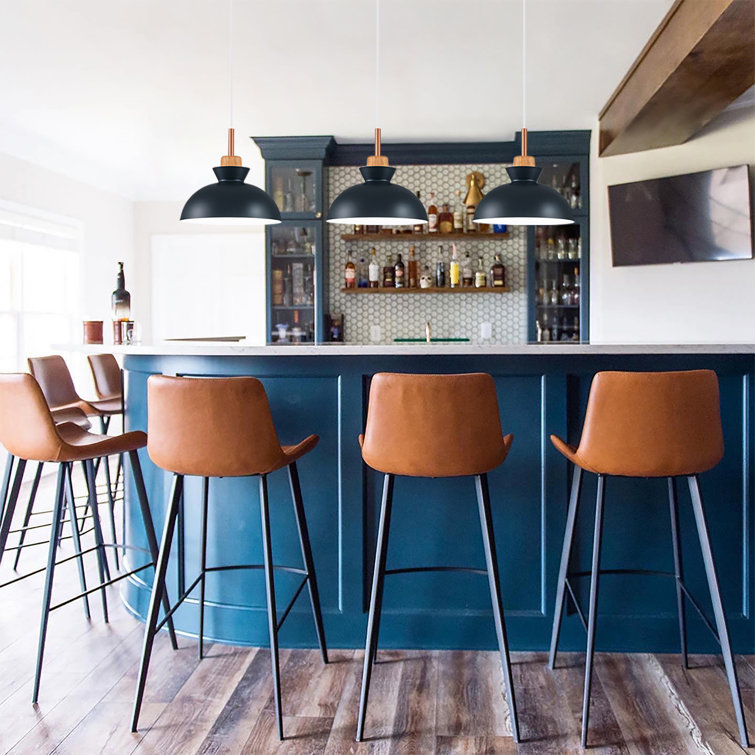 Blue Aluminum Dome Pendant Light with Adjustable Cord