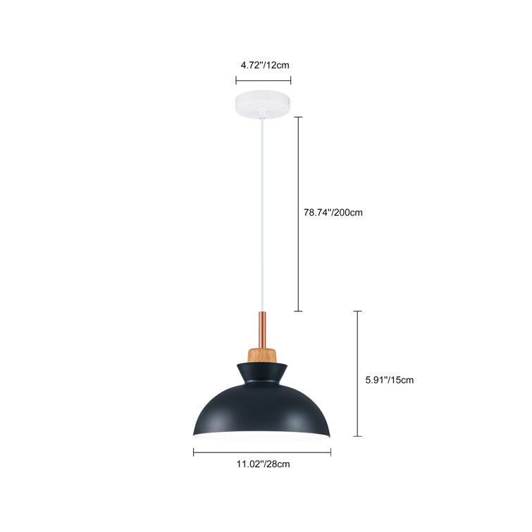 Blue Aluminum Dome Pendant Light with Adjustable Cord
