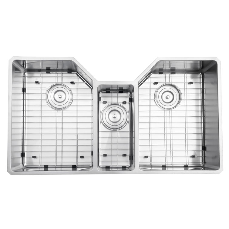 Ruvati 35" Triple Bowl Satin Stainless Steel Undermount Kitchen Sink