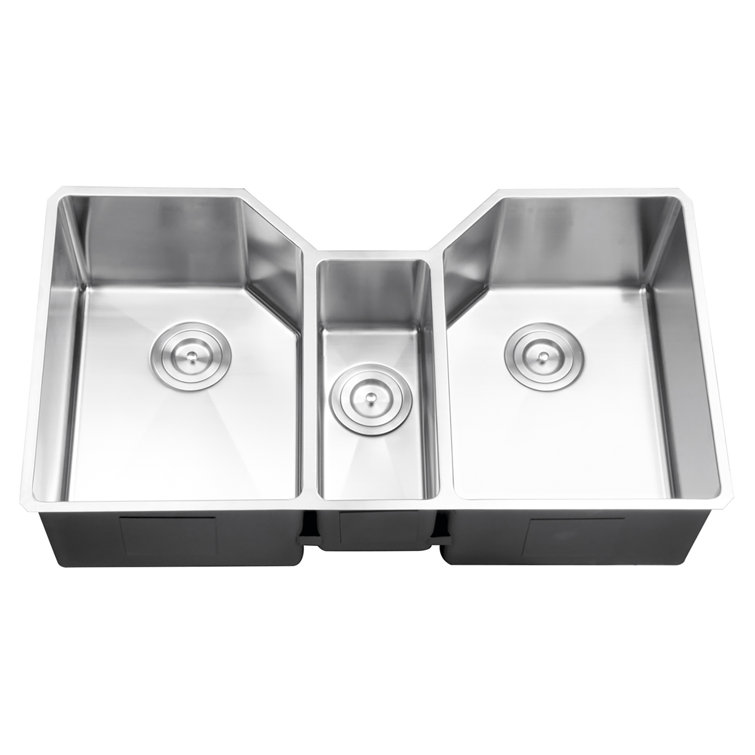 Ruvati 35" Triple Bowl Satin Stainless Steel Undermount Kitchen Sink