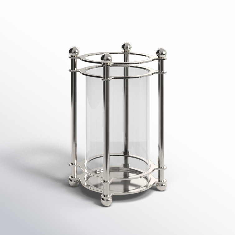 Lauren Silver Glass Hurricane Candle Holder Vase