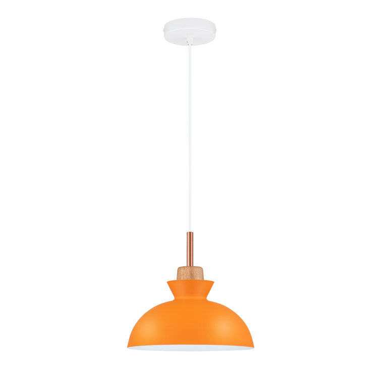 Ozma Orange Aluminum Dome Pendant Light with Adjustable Cord