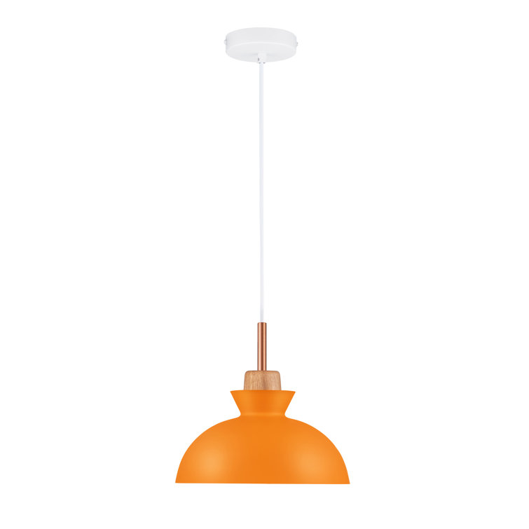 Ozma Orange Aluminum Dome Pendant Light with Adjustable Cord