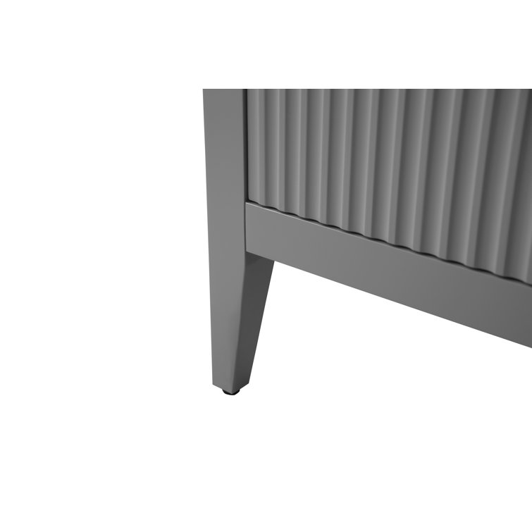 Gray Single Freestanding Bathroom Vanity with Ceramic Top