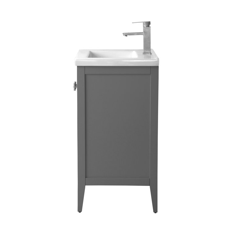 Gray Freestanding Single Bathroom Vanity with Ceramic Top