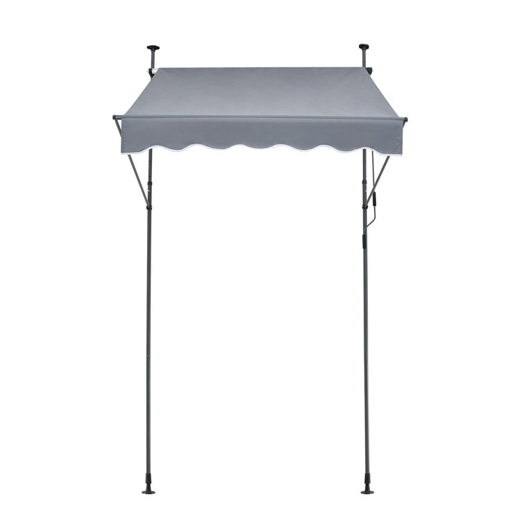 Gray Retractable Patio Awning with Manual Crank, 59" x 47"