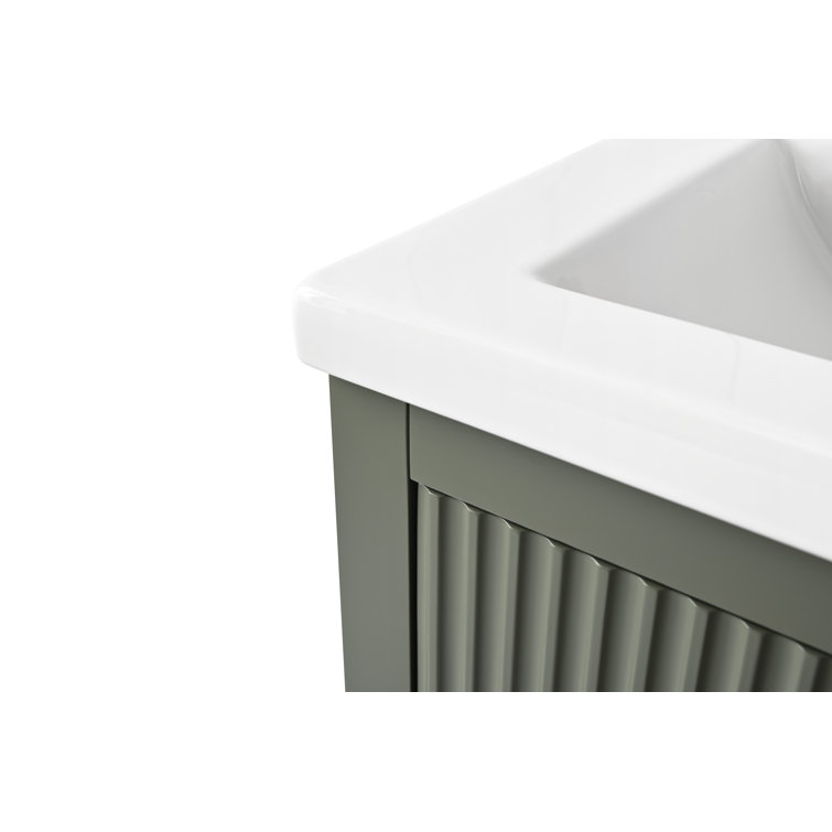 20'' Linear Vintage Green Single Bathroom Vanity with White Ceramic Top
