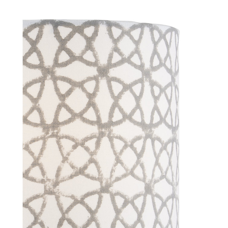 Gray and White Cotton Drum Chandelier Shade