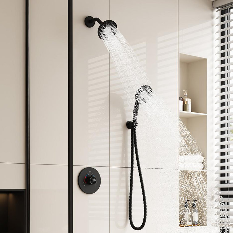 Matte Black Dual-Function Wall Mounted Shower System