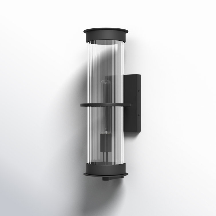 Alcona Black Bronze Outdoor Wall Lantern with Clear Fluted Glass