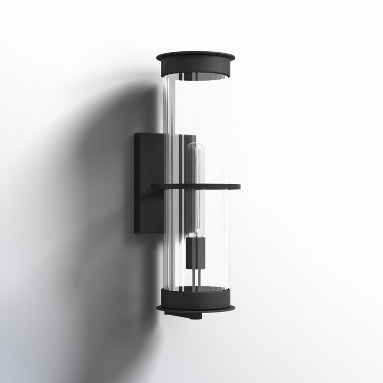 Alcona Black Bronze Outdoor Wall Lantern with Clear Fluted Glass