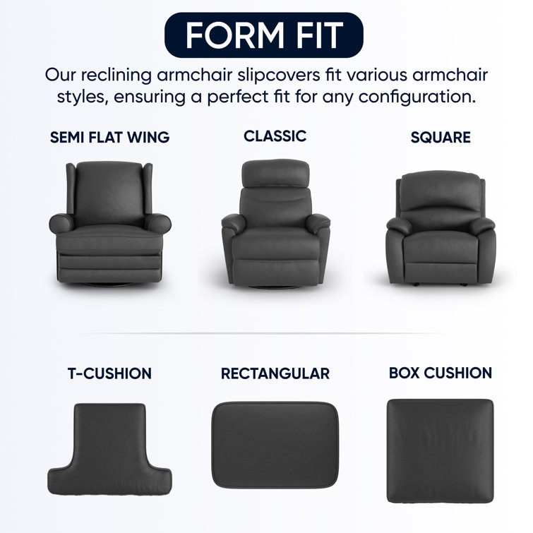 Cream Stretchy Recliner Chair Cover with Elastic Closure