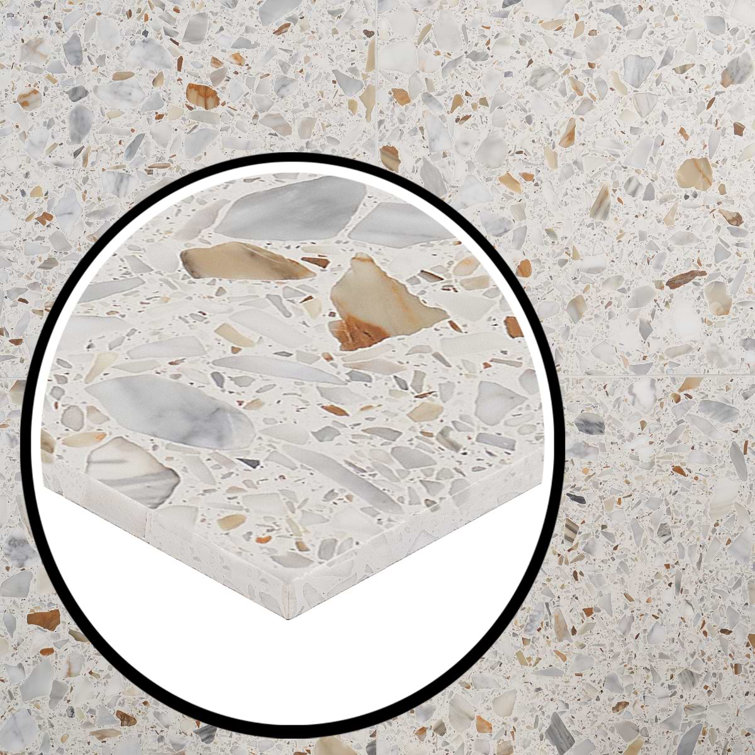 Calacatta White/Cream Large Format Honed Terrazzo Floor and Wall Tile