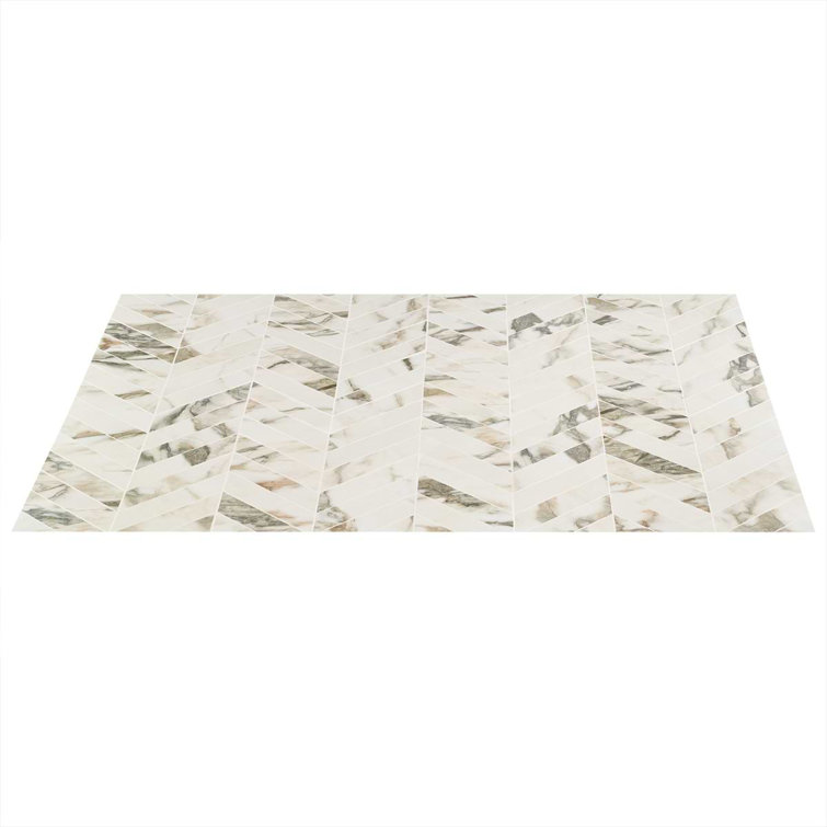 Calacatta Rustico Polished Porcelain Chevron Mosaic Tile