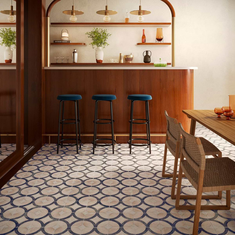 Circles Crema Matte Porcelain 8x8 Floor and Wall Tile