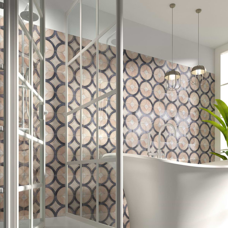 Circles Crema Matte Porcelain 8x8 Floor and Wall Tile
