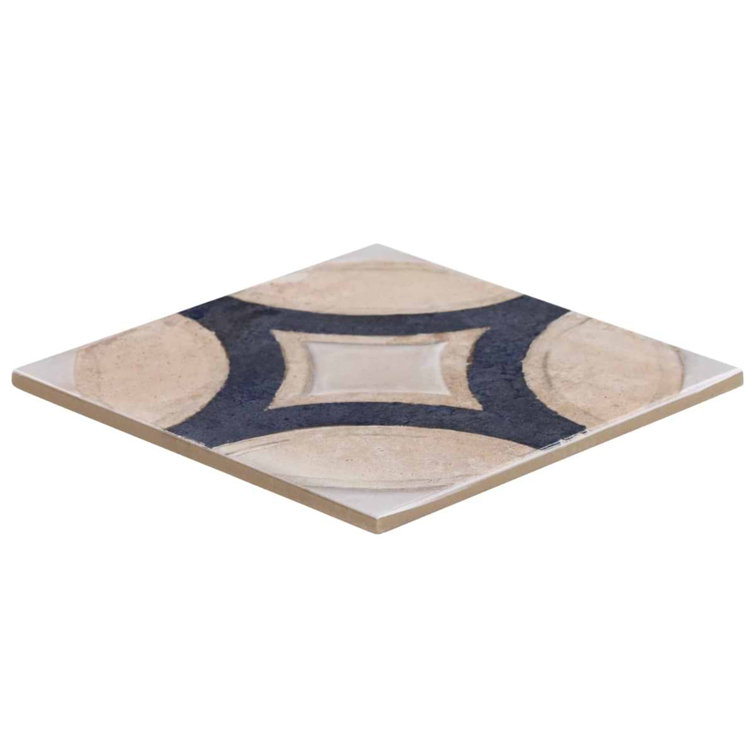 Circles Crema Matte Porcelain 8x8 Floor and Wall Tile