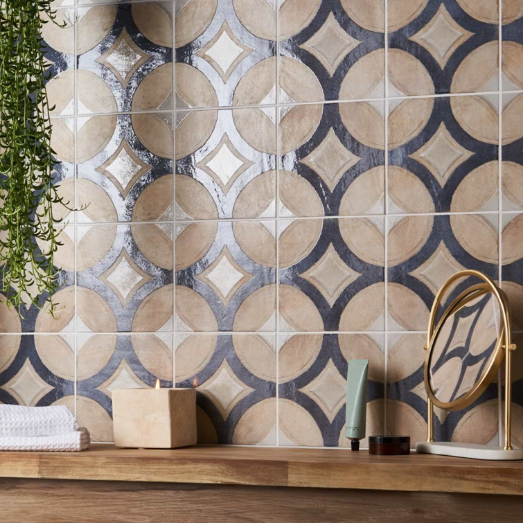 Circles Crema Matte Porcelain 8x8 Floor and Wall Tile
