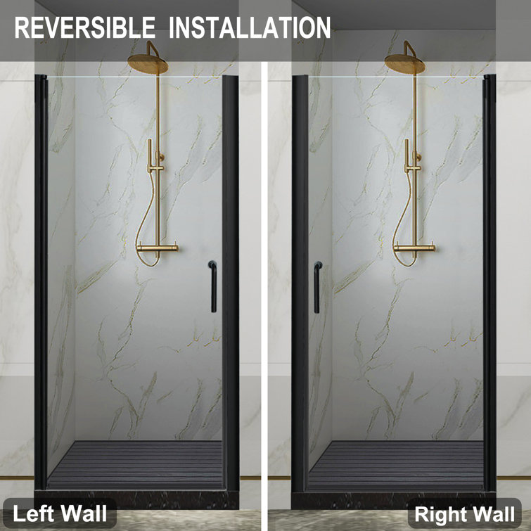 Matte Black Frameless Pivot Shower Door with Clear Glass