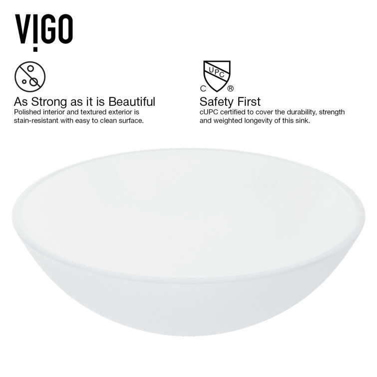 Elegant Frosted White 16.5" Tempered Glass Circular Vessel Sink