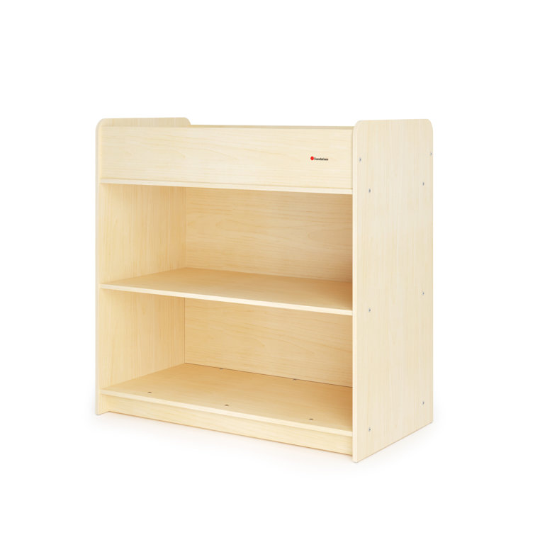 Natural Wood Changing Table with Adjustable Safety Strap and Storage Shelves