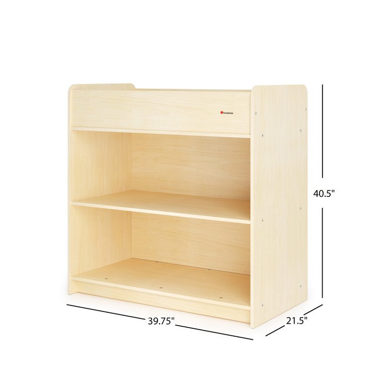 Natural Wood Changing Table with Adjustable Safety Strap and Storage Shelves