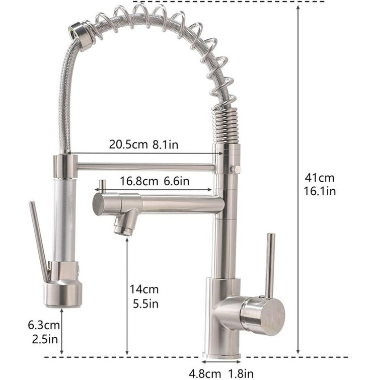 Stainless Steel Single Handle Kitchen Faucet with Pull-out Spray