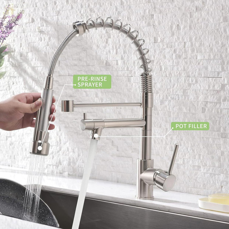 Stainless Steel Single Handle Kitchen Faucet with Pull-out Spray