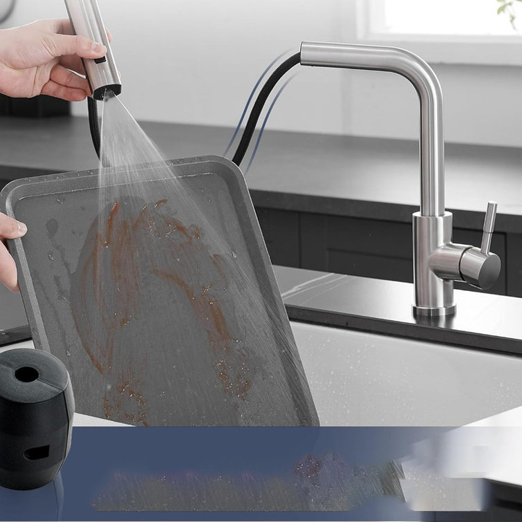 Brushed Nickel Single Handle Pull Down Kitchen Faucet with Spray