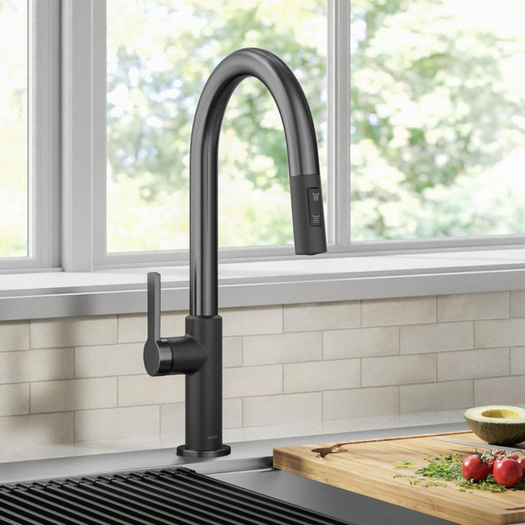 Matte Black Stainless Steel Pull-Down Kitchen Faucet with Spray