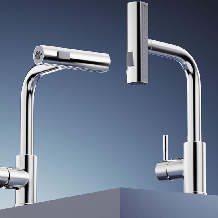 Brushed Nickel Single Handle Pull Down Kitchen Faucet with Spray