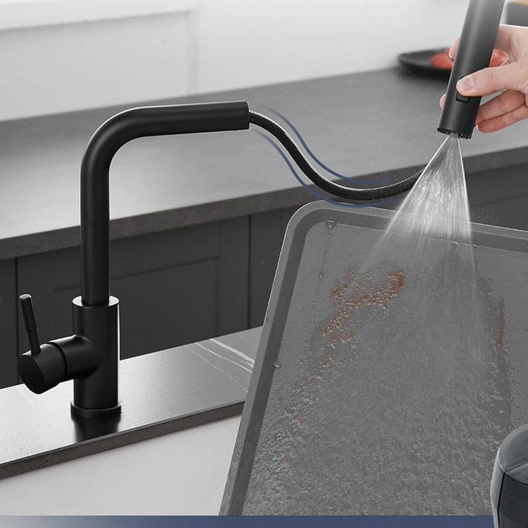 Matte Black Stainless Steel Pull Down Kitchen Faucet