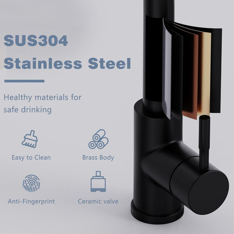Matte Black Stainless Steel Pull Down Kitchen Faucet