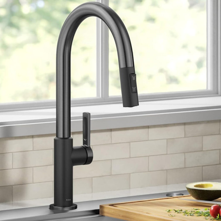Matte Black Stainless Steel Pull-Down Kitchen Faucet with Spray